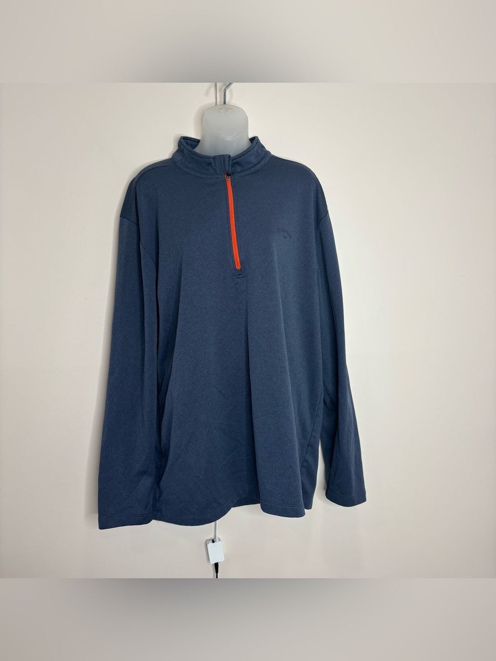 Callaway golf performance top Navy Blue Quarter-Zip Pullover Orange Zip XL